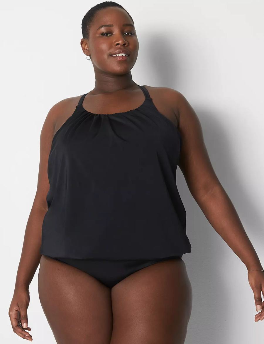 Lane Bryant No-Wire Blouson Swim Tankini Bikinitop Dames Zwart | IFG21100SY
