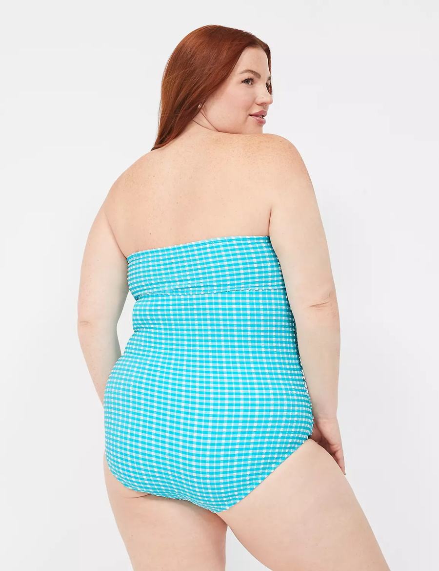 Lane Bryant No-Wire Multi-Way Strapless One-Piece Badpakken Dames Blauw Wit | QVD7717FG