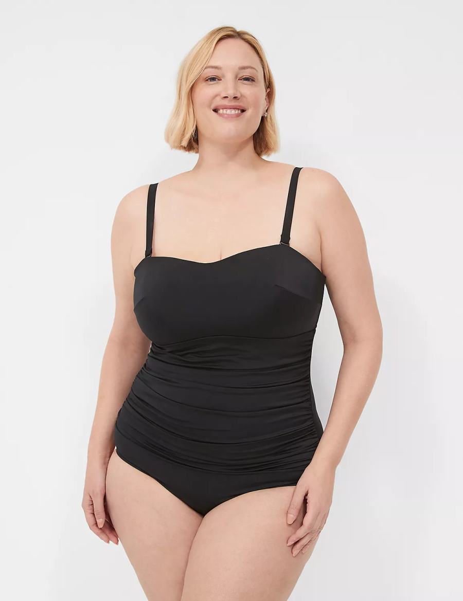Lane Bryant No-Wire Multi-Way Strapless One-Piece Badpakken Dames Zwart | KIA3959HR