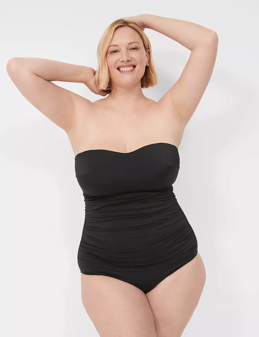 Lane Bryant No-Wire Multi-Way Strapless One-Piece Badpakken Dames Zwart | KIA3959HR