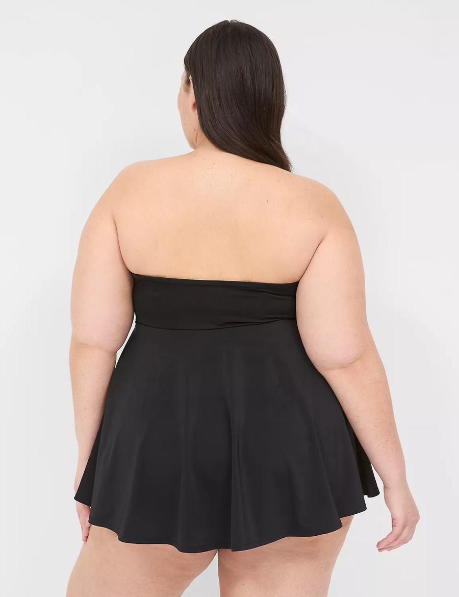 Lane Bryant No-Wire Multi-Way Strapless Swim Jurk Dames Zwart | EZR2593AW