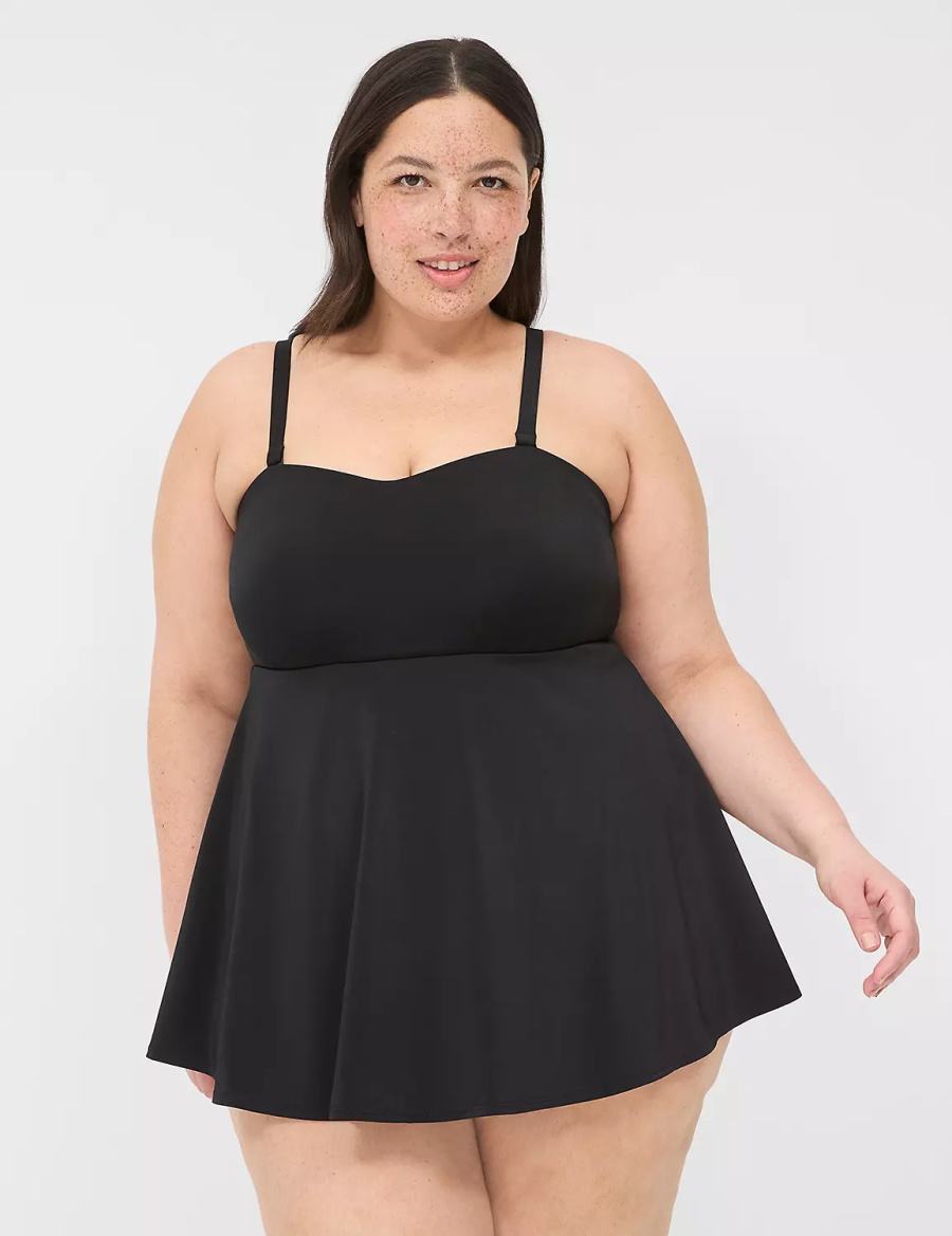 Lane Bryant No-Wire Multi-Way Strapless Swim Jurk Dames Zwart | EZR2593AW