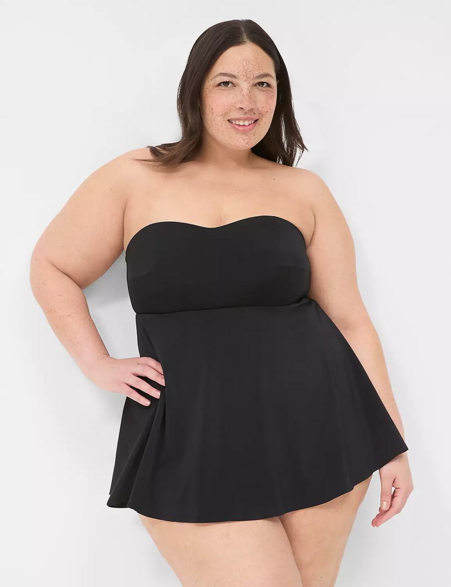 Lane Bryant No-Wire Multi-Way Strapless Swim Jurk Dames Zwart | EZR2593AW