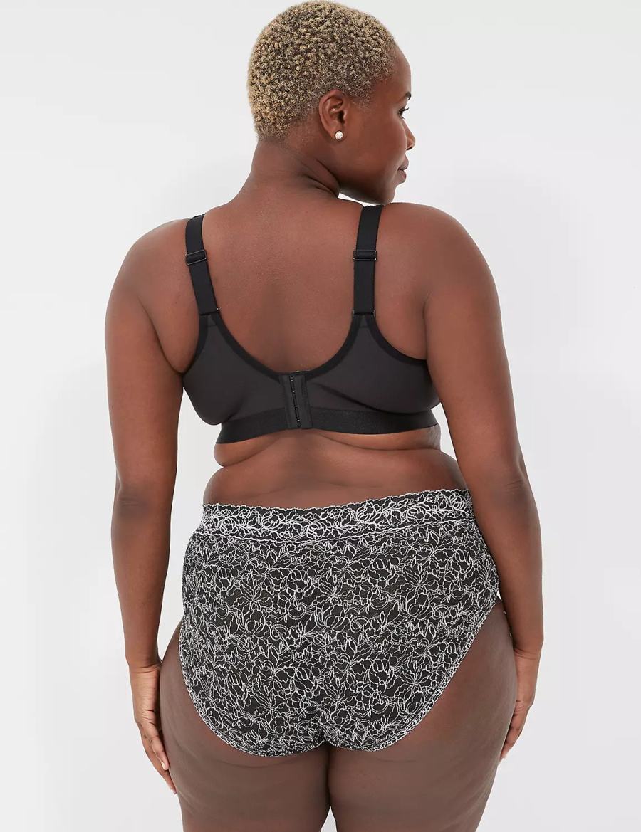 Lane Bryant No-Wire with Lace Ongevoerde BH Dames Zwart | JGL2326IV
