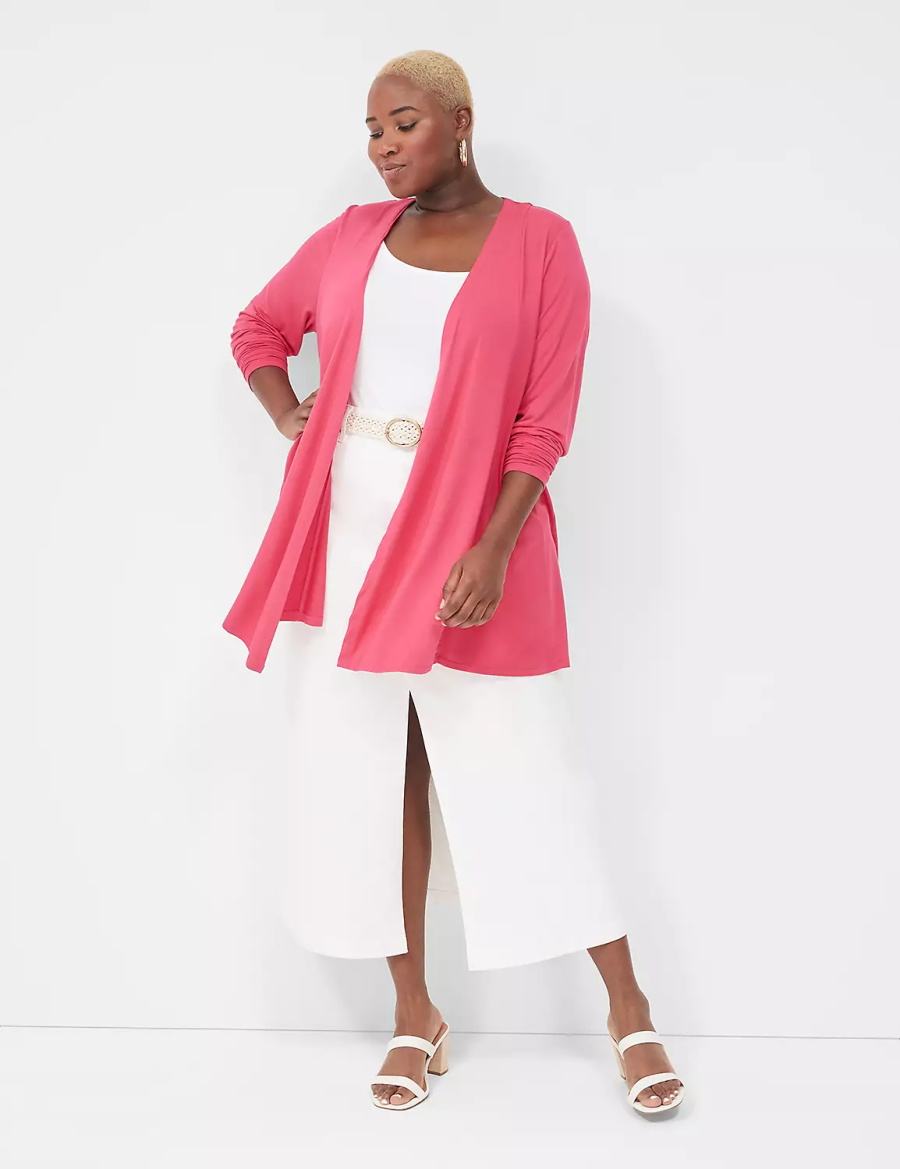 Lane Bryant Open-Front Fit & Flare Overpiece Badjas Dames Roze | FGH70100UN