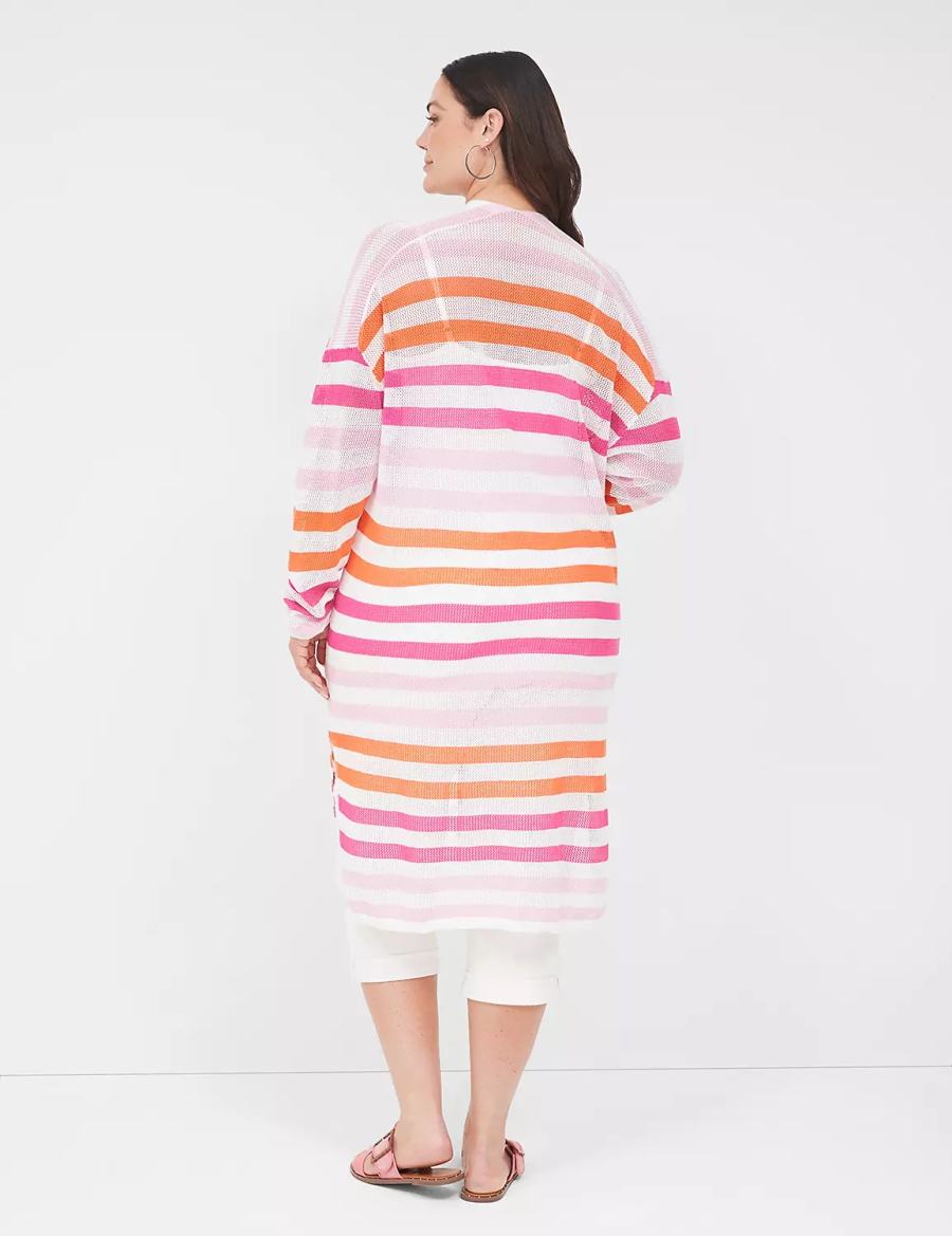 Lane Bryant Open-Front Mesh Cardigan Dames Roze Oranje | PMC9428YH