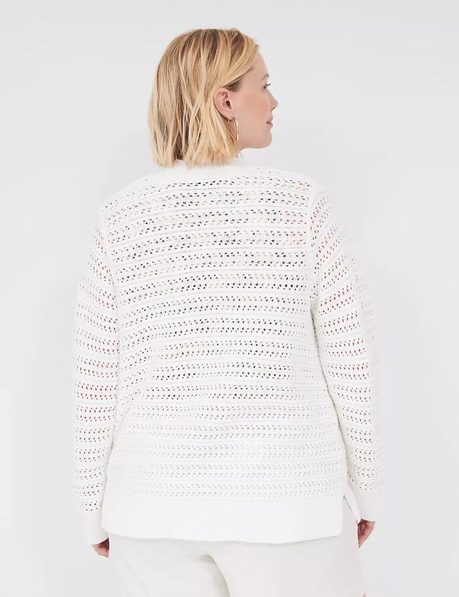 Lane Bryant Open-Front Stitch Cardigan Dames Wit | VSP8670BR