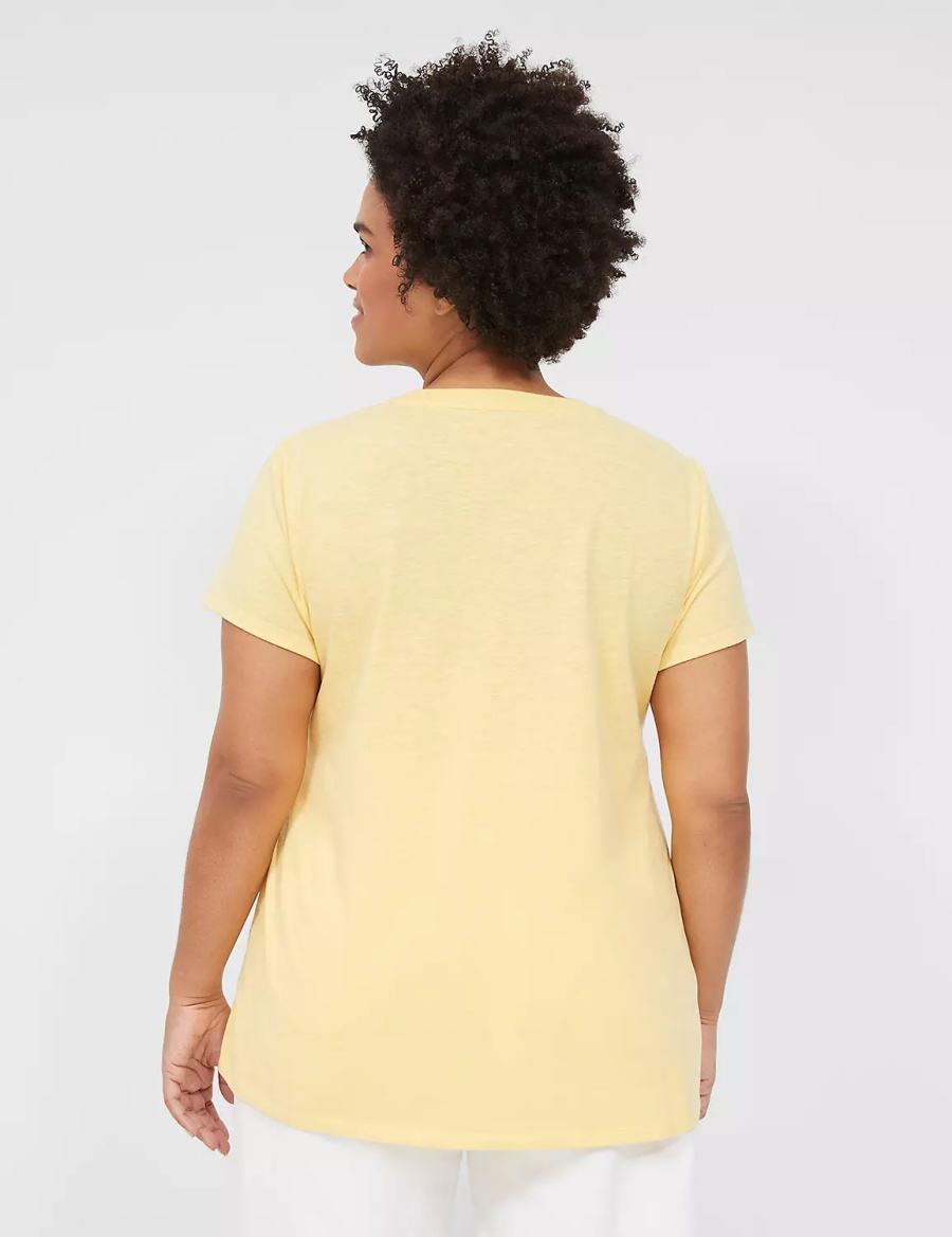 Lane Bryant Peace & Sunshine Sparkle Graphic Tee T-shirts Dames Geel | KKM6458JZ