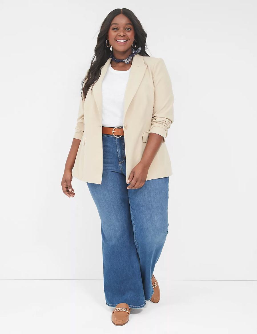 Lane Bryant Perfect Drape Blazer Dames Khaki | AQX3028FP