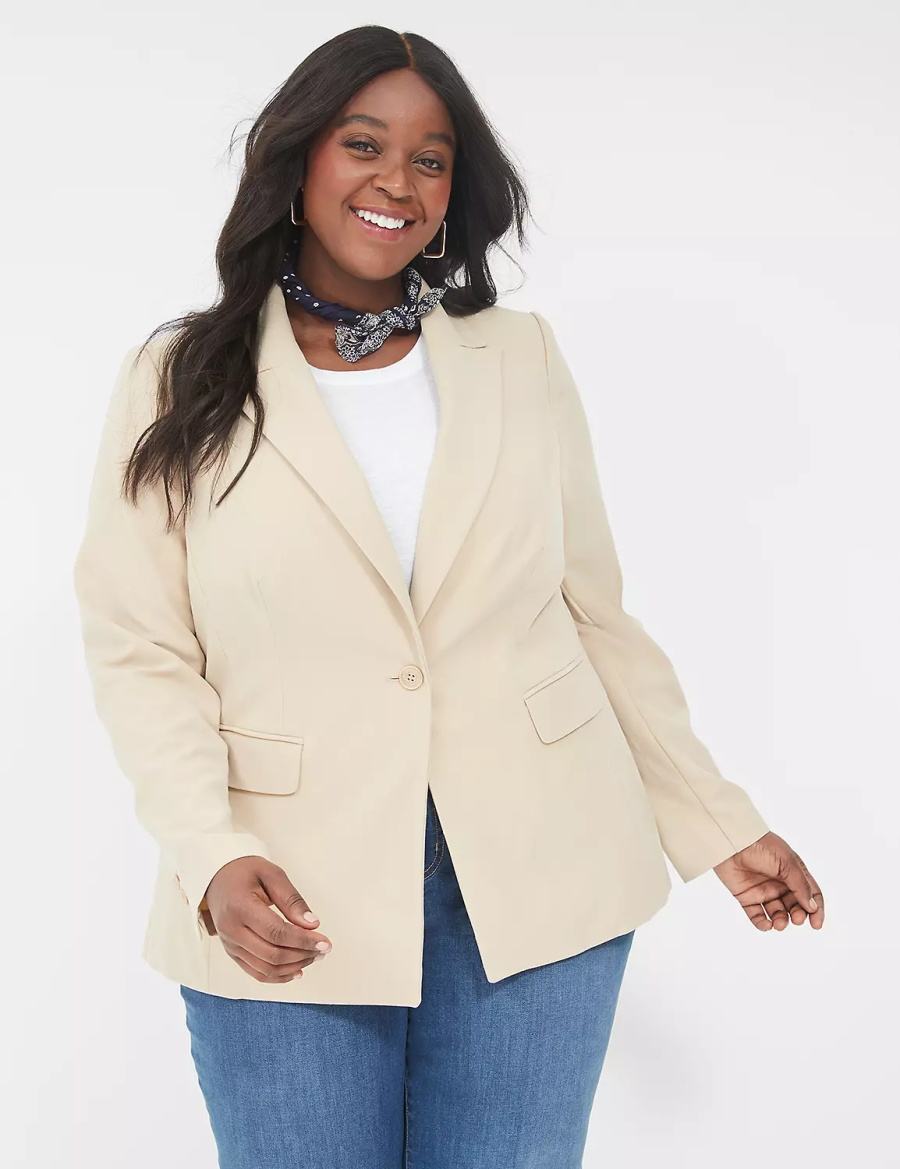 Lane Bryant Perfect Drape Blazer Dames Khaki | AQX3028FP