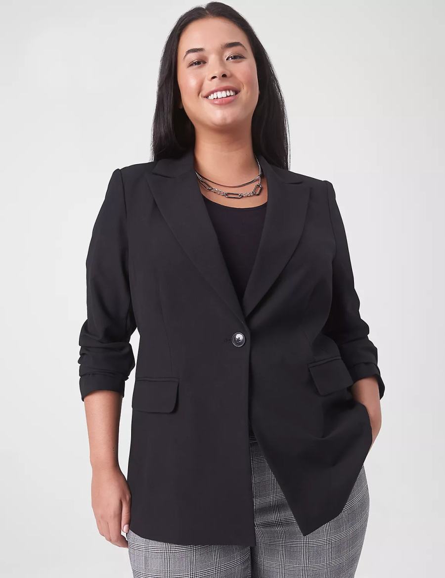 Lane Bryant Perfect Drape Blazer Dames Zwart | YUL1695MN