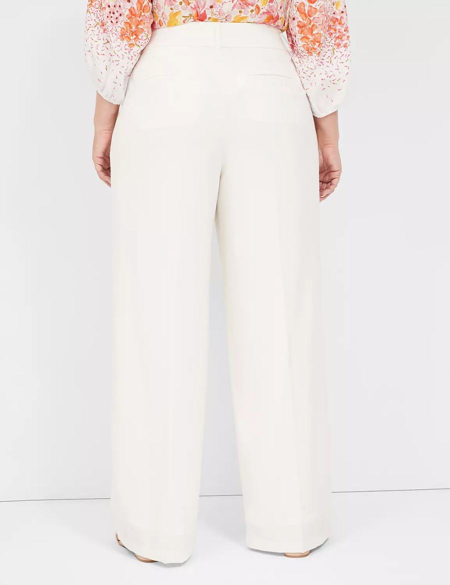 Lane Bryant Perfect Drape High-Rise Wide Leg - Fully Lined Broek Dames Wit Roze | WYR4454MT