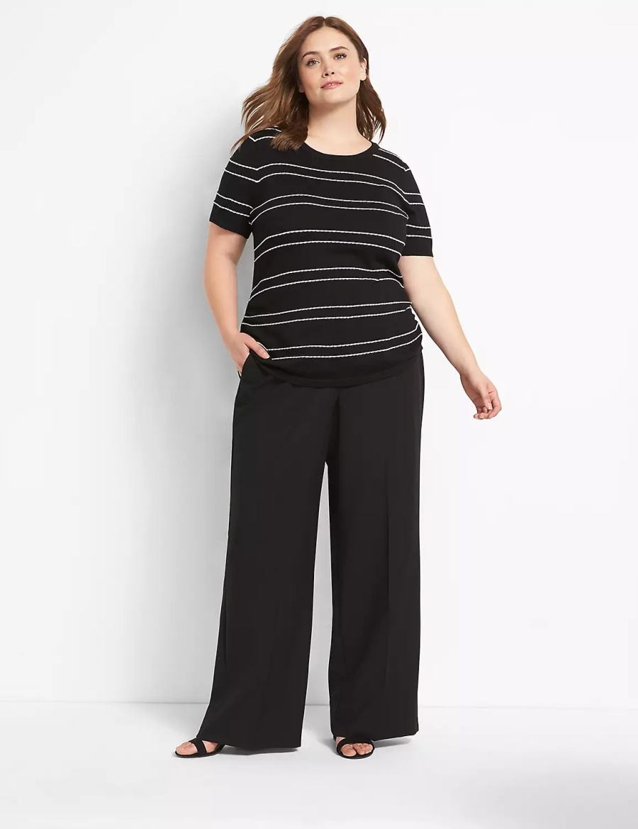 Lane Bryant Perfect Drape High-Rise Wide Leg Broek Dames Zwart | JGT1759HE