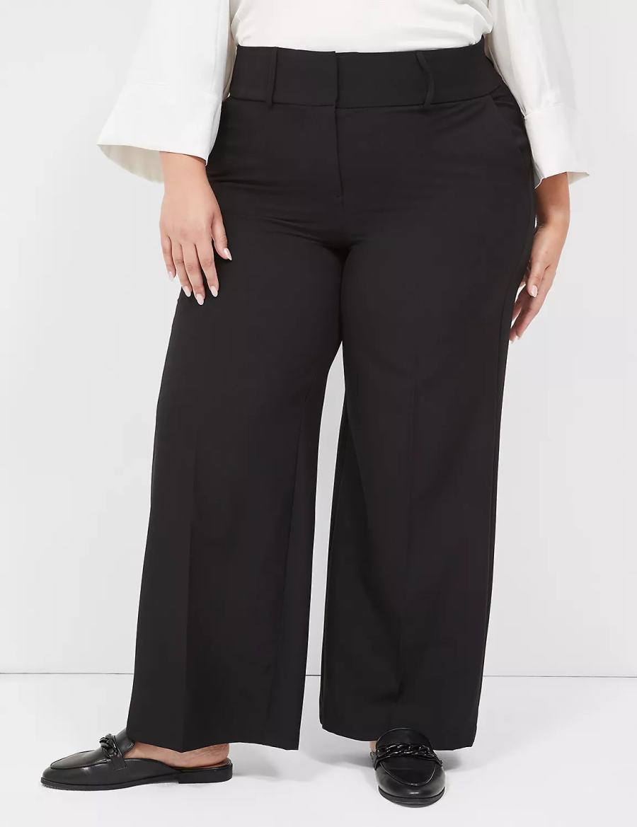 Lane Bryant Perfect Drape High-Rise Wide Leg Broek Dames Zwart | JGT1759HE