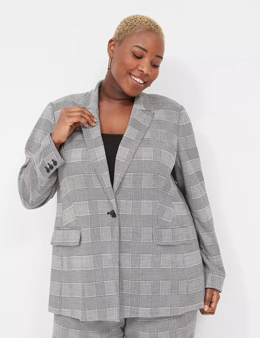 Lane Bryant Perfect Drape One-Button Blazer Dames Zwart | EIZ4325SX