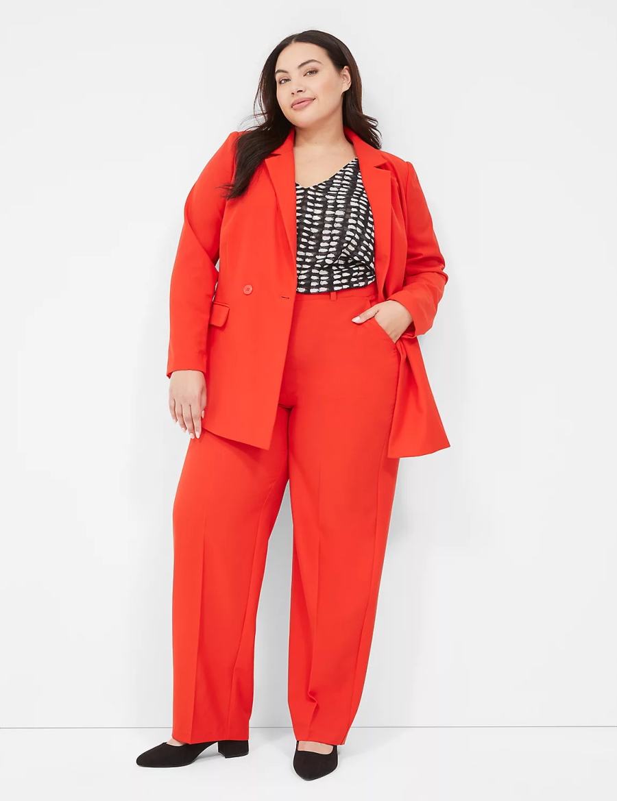 Lane Bryant Perfect Drape Pull-On Straight Broek Dames Rood | NMS3567ES