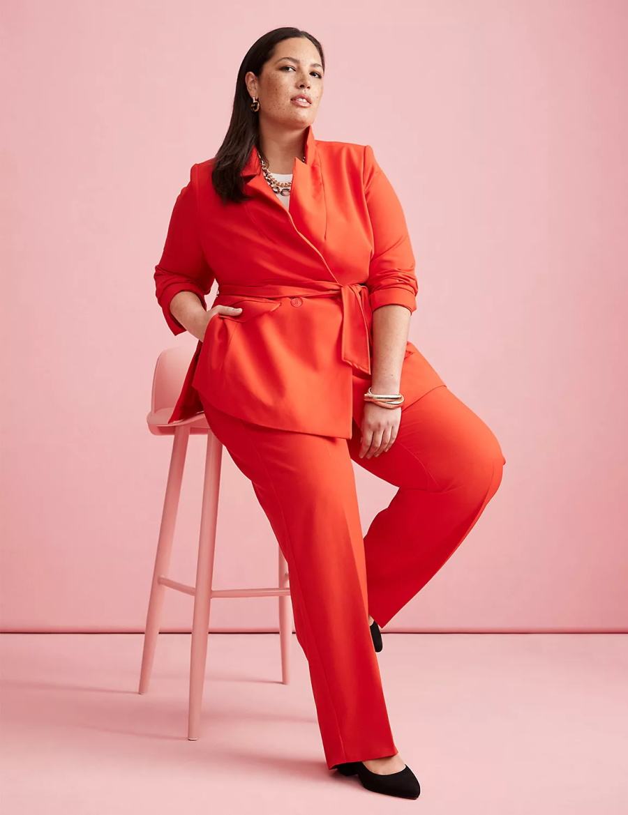 Lane Bryant Perfect Drape Pull-On Straight Broek Dames Rood | NMS3567ES
