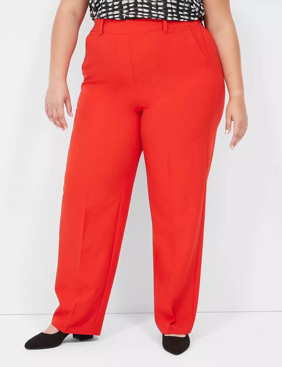 Lane Bryant Perfect Drape Pull-On Straight Broek Dames Rood | NMS3567ES