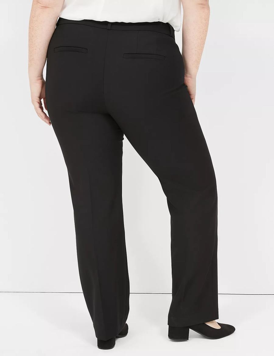 Lane Bryant Perfect Drape Straight Broek Dames Zwart | RKD3854MW