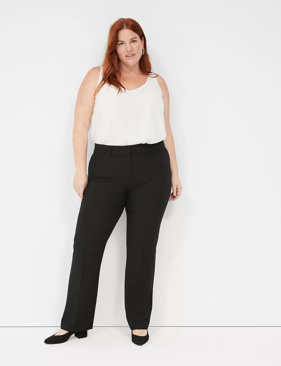 Lane Bryant Perfect Drape Straight Broek Dames Zwart | RKD3854MW