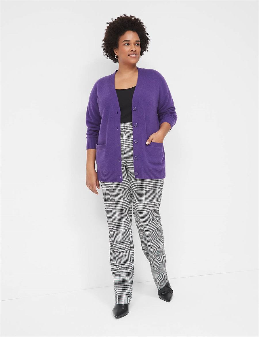 Lane Bryant Perfect Drape Straight Leg Broek Dames Zwart Wit | JGY4696OF