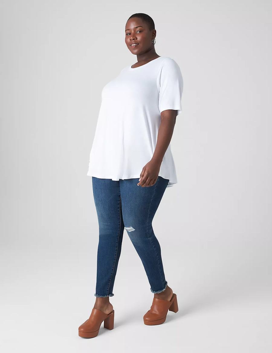 Lane Bryant Perfect Sleeve Crew-Neck Extreme Swing Tunic T-shirts Dames Wit | YTO2932YS