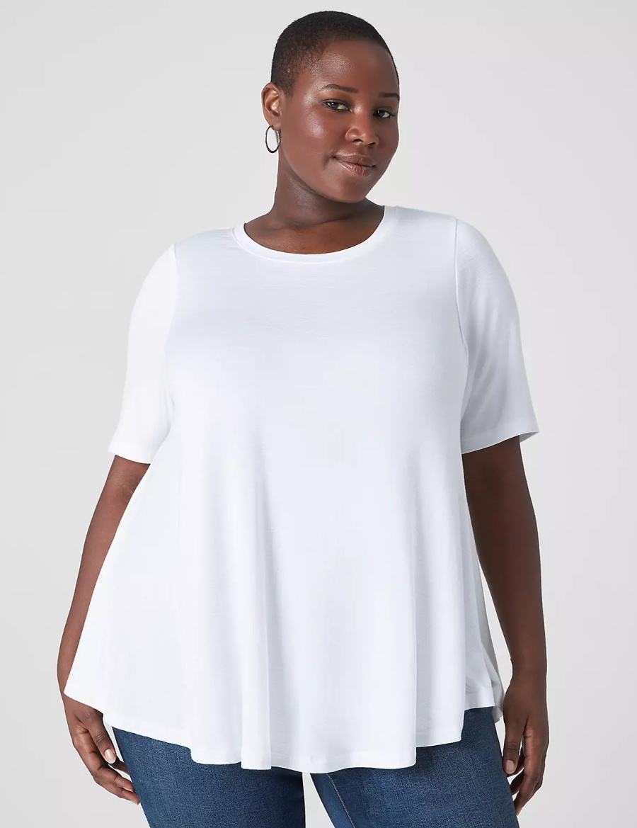 Lane Bryant Perfect Sleeve Crew-Neck Extreme Swing Tunic T-shirts Dames Wit | YTO2932YS