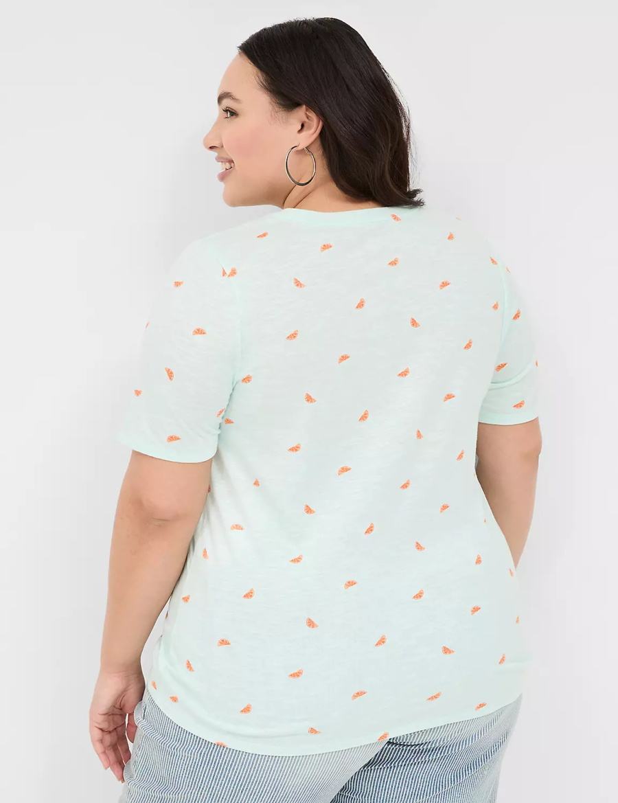 Lane Bryant Perfect Sleeve Crew-Neck Tee T-shirts Dames Oranje | MVE691FP