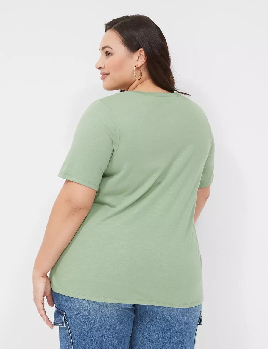 Lane Bryant Perfect Sleeve Crew-Neck Tee T-shirts Dames Lichtgroen | MJW9122PB