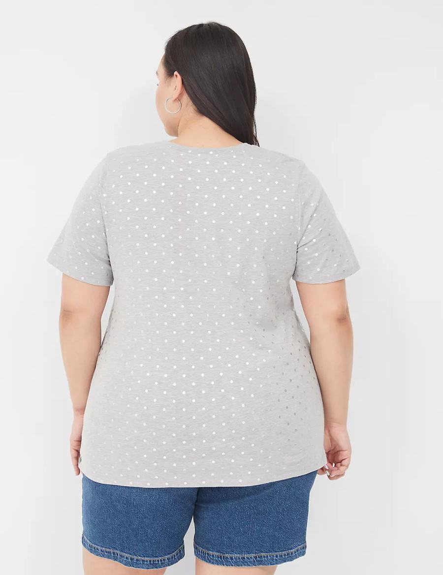 Lane Bryant Perfect Sleeve Crew-Neck Tee T-shirts Dames Grijs | MKK7862GS