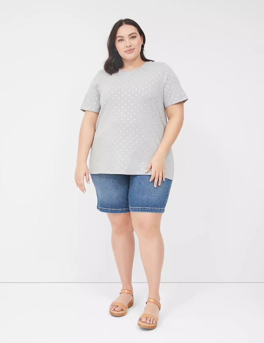 Lane Bryant Perfect Sleeve Crew-Neck Tee T-shirts Dames Grijs | MKK7862GS