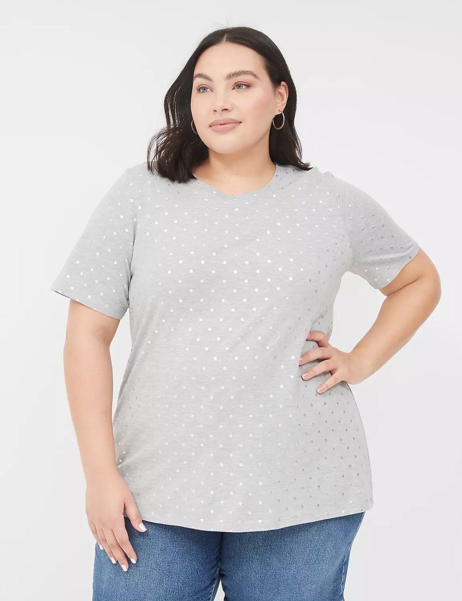 Lane Bryant Perfect Sleeve Crew-Neck Tee T-shirts Dames Grijs | MKK7862GS