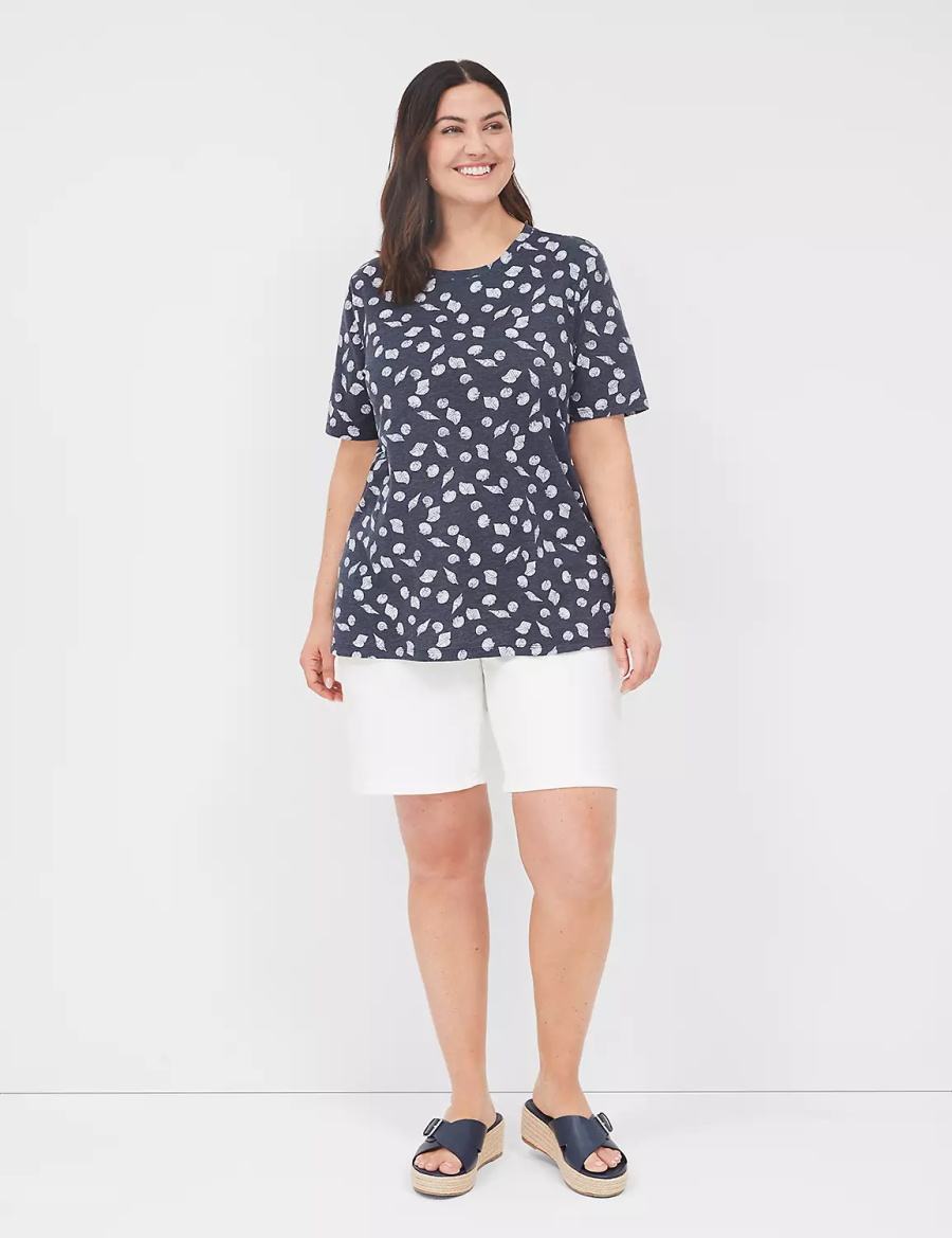 Lane Bryant Perfect Sleeve Crew-Neck Tee T-shirts Dames Donkerblauw | EEX2960ED
