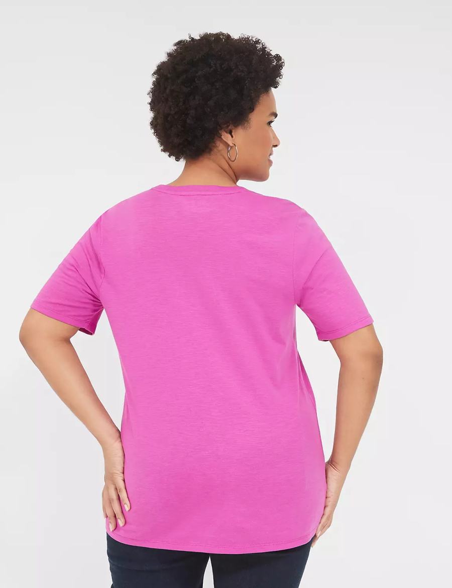 Lane Bryant Perfect Sleeve Crew-Neck Tee T-shirts Dames Paars | BKF6262RC