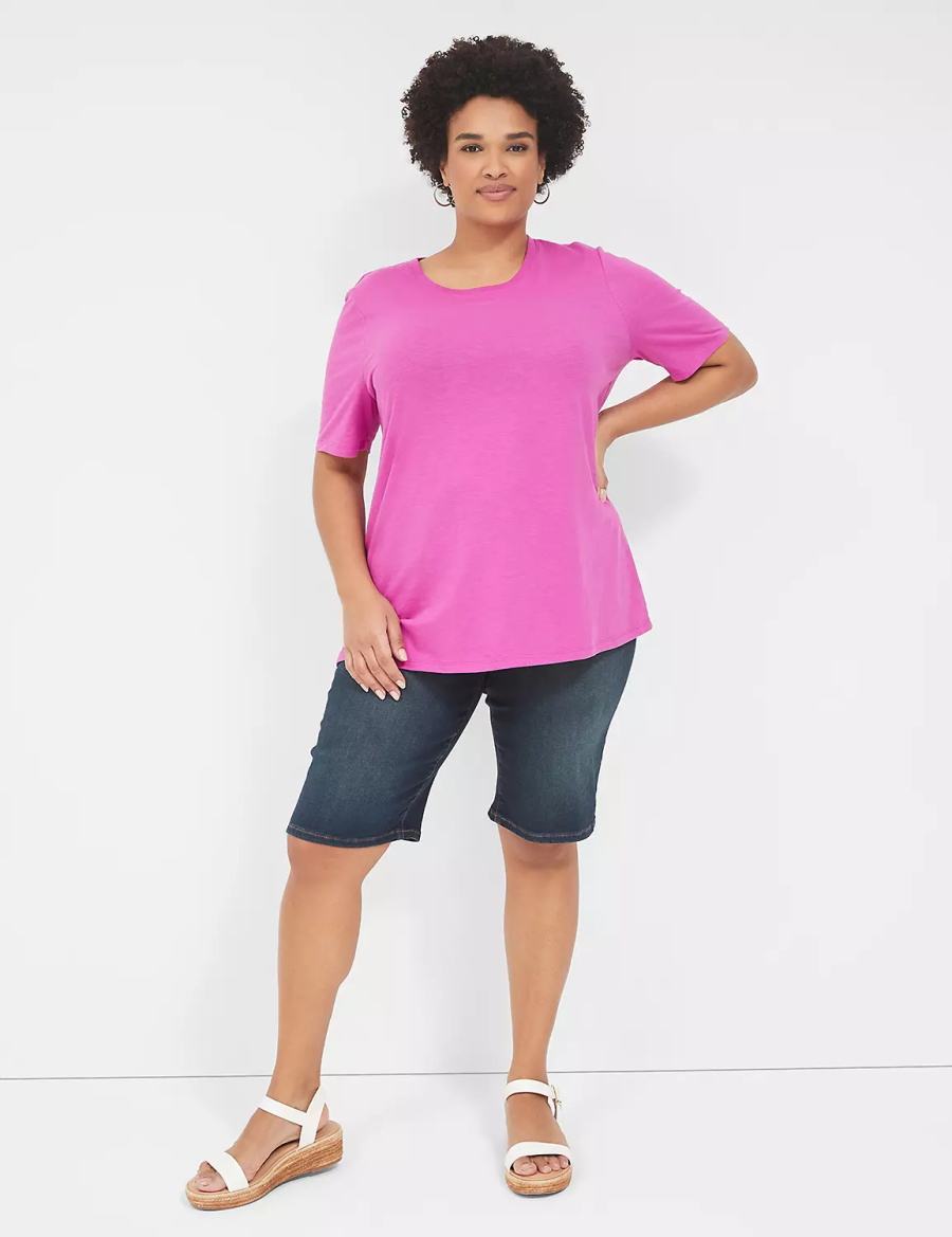 Lane Bryant Perfect Sleeve Crew-Neck Tee T-shirts Dames Paars | BKF6262RC