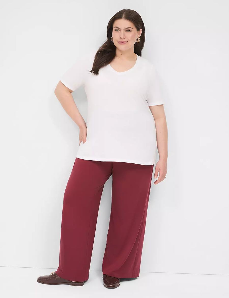 Lane Bryant Perfect Sleeve V-Neck Tee T-shirts Dames Wit | JGM711ZP