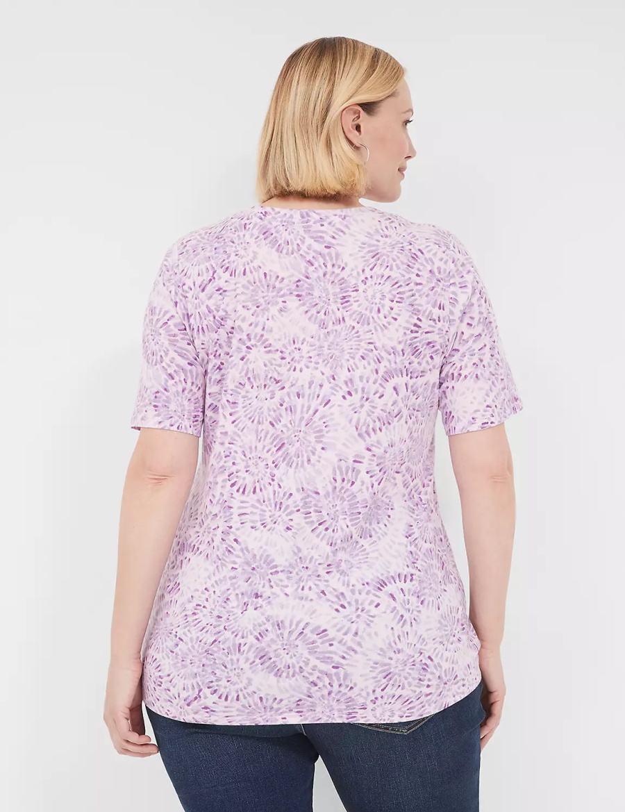 Lane Bryant Perfect Sleeve V-Neck Tee T-shirts Dames Paars | PJP8036RG