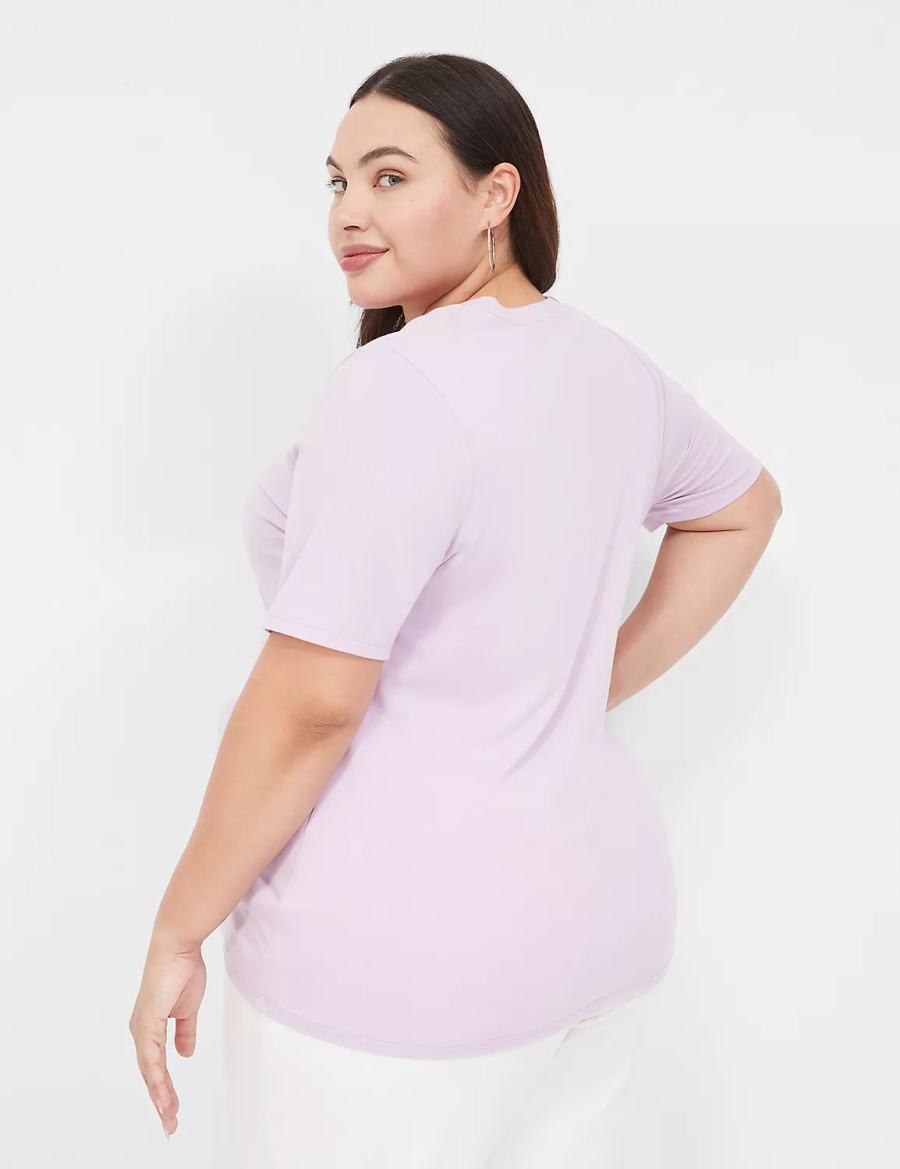Lane Bryant Perfect Sleeve V-Neck Tee T-shirts Dames Paars | FEG6478IQ