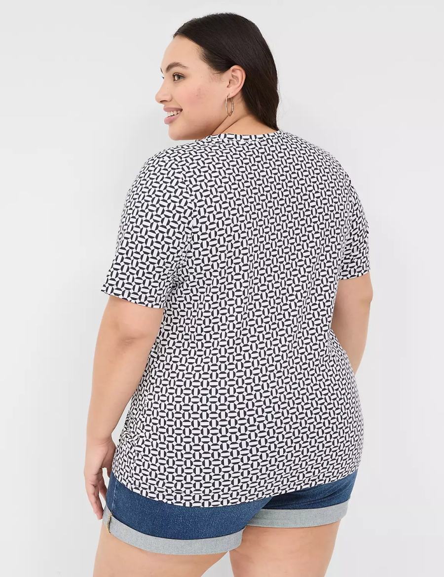 Lane Bryant Perfect Sleeve V-Neck Tee T-shirts Dames Donkerblauw | XUT6240XW