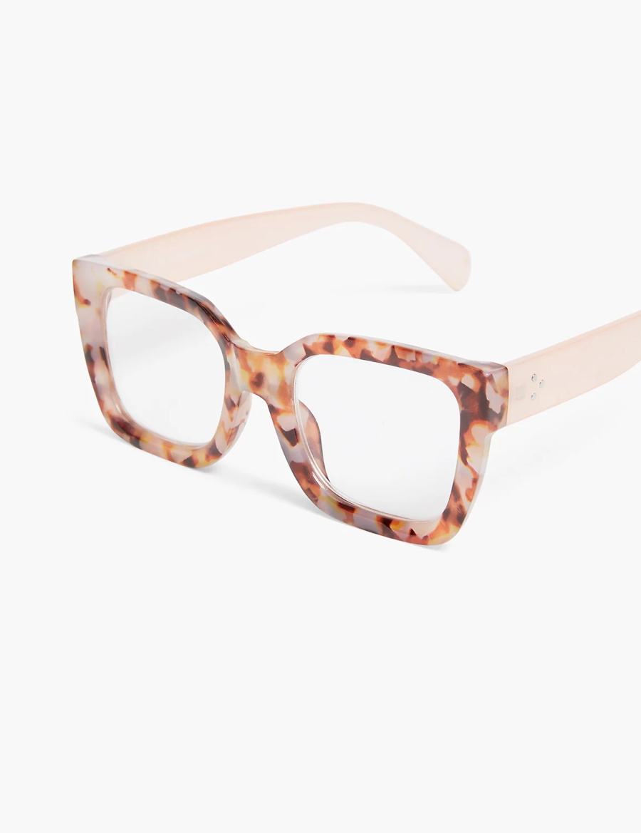 Lane Bryant Pink Tortoiseshell Print Square Reading Bril Dames Bruin | FFC8871PG