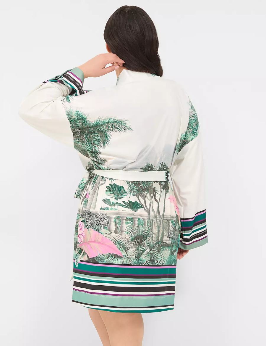 Lane Bryant Placed Print Badjas Dames Groen Gekleurd | IBV7975IX