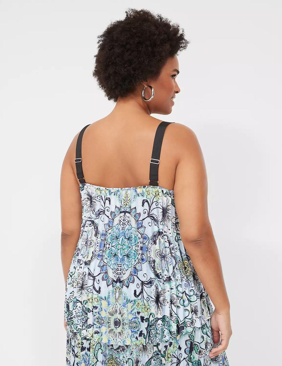 Lane Bryant Pleated Grosgrain-Strap Cami Tanktop Dames Blauw | PPQ286HB