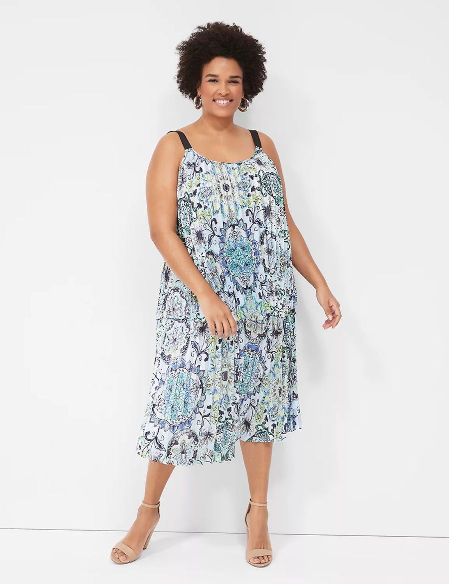 Lane Bryant Pleated Grosgrain-Strap Cami Tanktop Dames Blauw | PPQ286HB