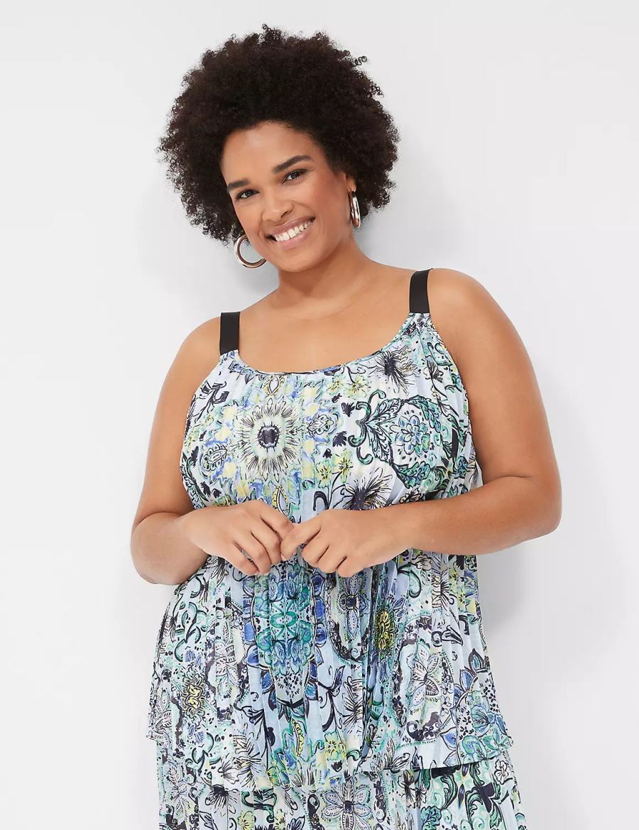 Lane Bryant Pleated Grosgrain-Strap Cami Tanktop Dames Blauw | PPQ286HB