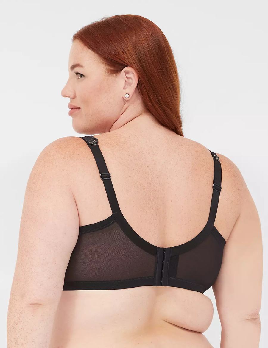 Lane Bryant Plunge with Lace Ongevoerde BH Dames Zwart | UGZ8010EB