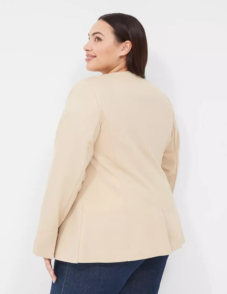 Lane Bryant Ponte Bryant Collarless Blazer Dames Khaki | VZS5268NR