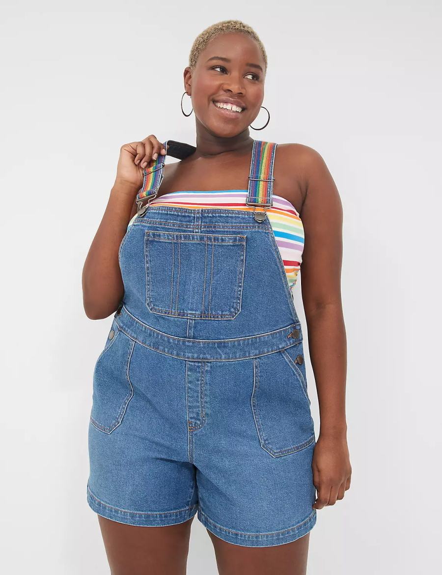 Lane Bryant Pride Boyfriend Denim Overall Dames Blauw | UNV6468IZ