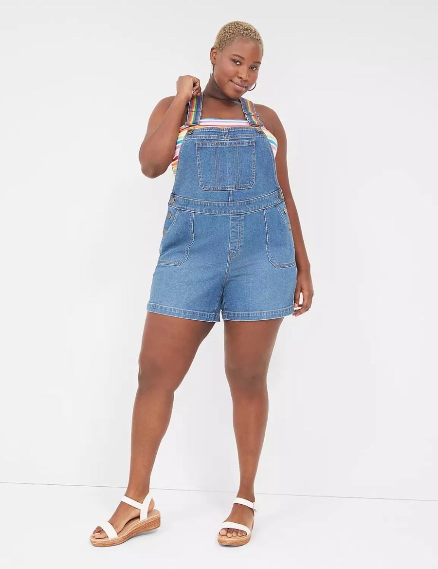 Lane Bryant Pride Boyfriend Denim Overall Dames Blauw | UNV6468IZ