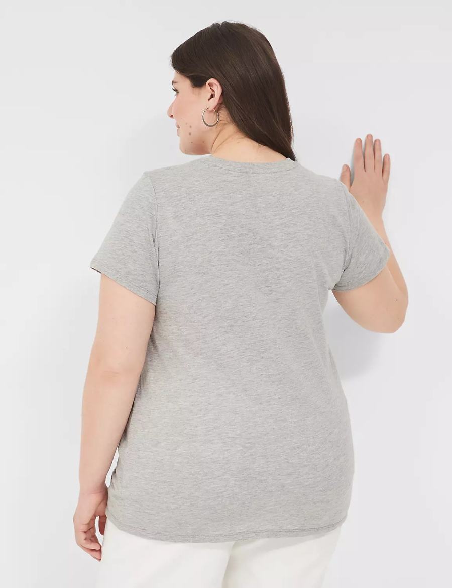 Lane Bryant Pride Embroidered More Love Graphic Tee T-shirts Dames Lichtgrijs | UVM1910UT