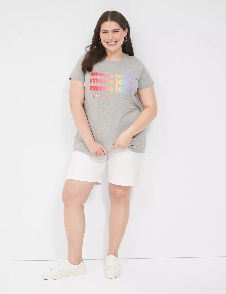Lane Bryant Pride Embroidered More Love Graphic Tee T-shirts Dames Lichtgrijs | UVM1910UT